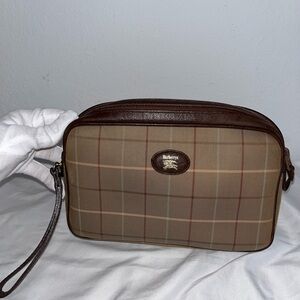 Burberry Tan and Brown Check Toiletry Bag